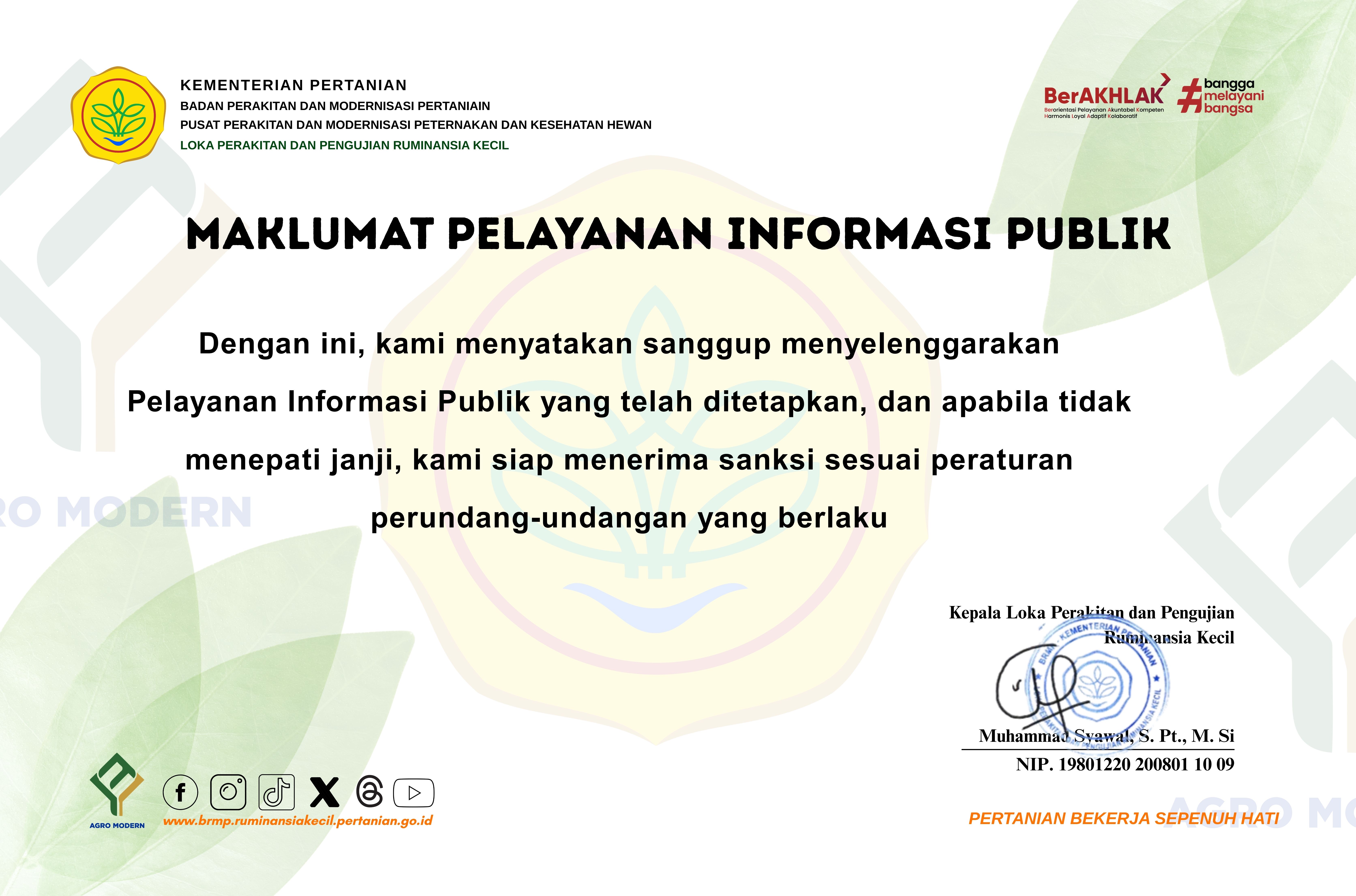 MAKLUMAT PELAYANAN INFIRMASI PUBLIK